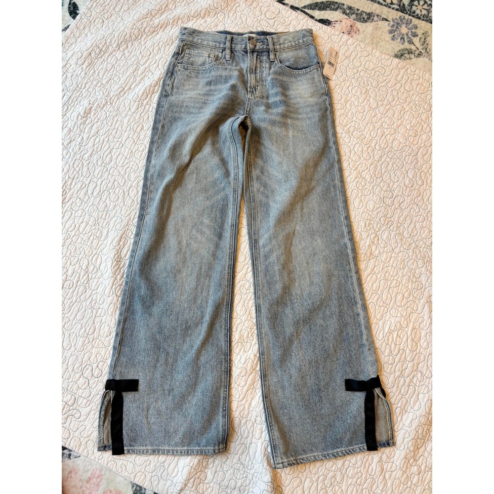 PacSun Lena Super Baggy Jeans Light Wash‎ Bow Slit Hem Size 23 Marita